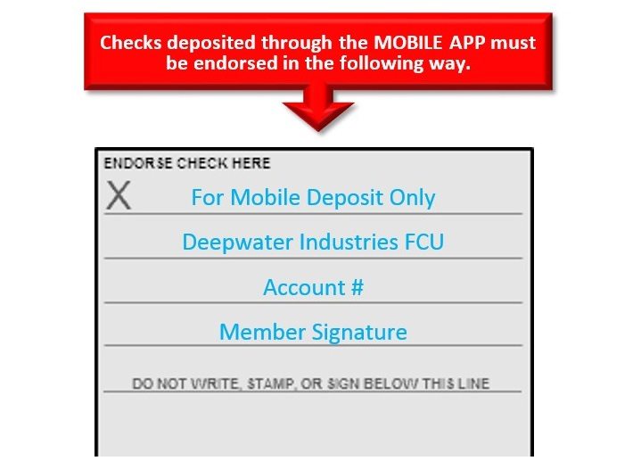 Arrow pointing to how to endorse checks that were deposited online