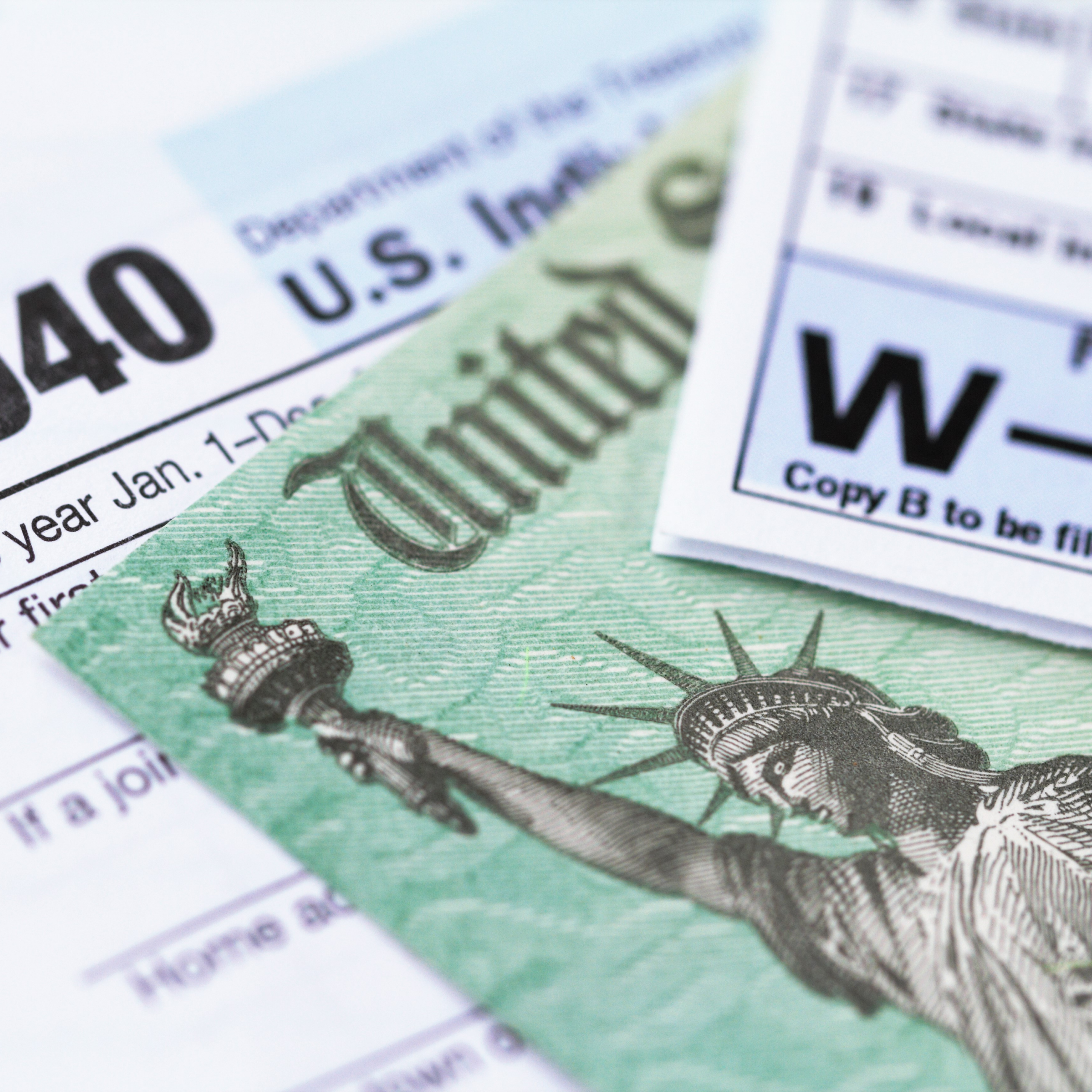 Tax documents spread out