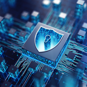 blue technology shield blocking scammers