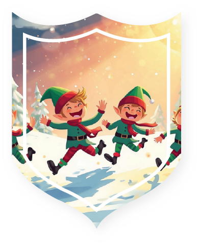Happy elves jumping for joy